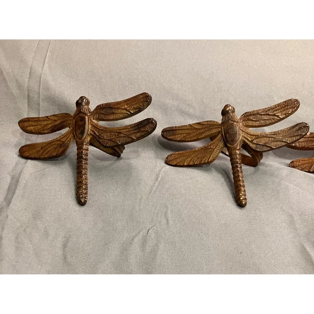 Dragonfly Napkin Rings Set of 4 OS Bronze Brass Tone Metal Vintage Style